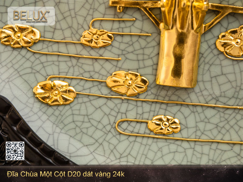 Đĩa chùa một cột D20 dát vàng 24k&nbsp;